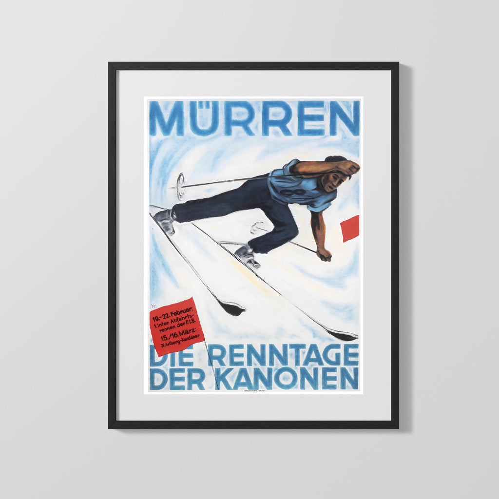 Classic Travel Poster - Murren - Ski Travel Vintage Framed Prints Gallery Frame 16x20