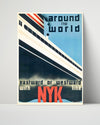 Classic Travel Poster - NYK - Around the World Cruise Travel Vintage Framed Prints Poster 16x20