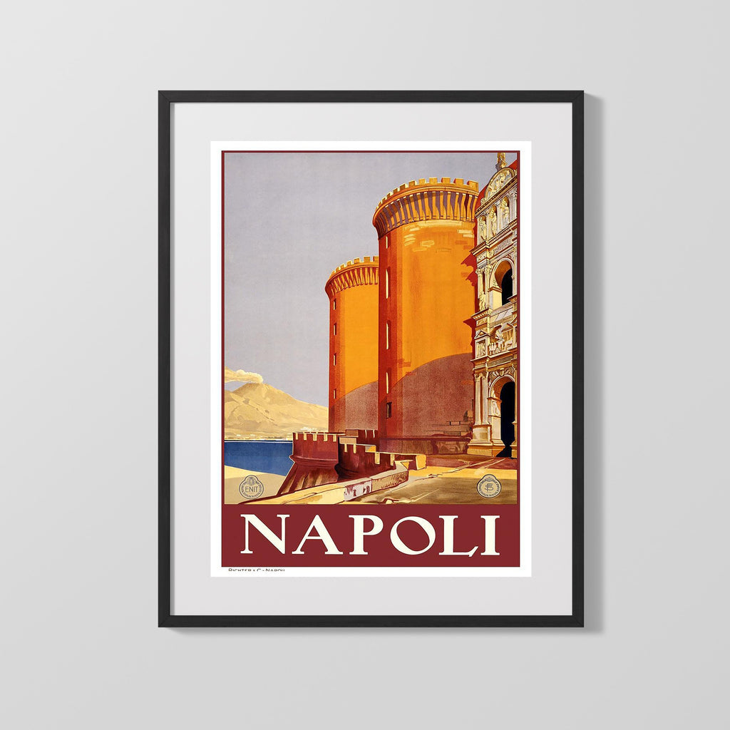 Classic Travel Poster - Napoli - Castle Travel Vintage Framed Prints Gallery Frame 16x20