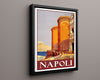Classic Travel Poster - Napoli - Castle Travel Vintage Framed Prints Floating Canvas 16x20