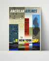 Classic Travel Poster - New York - AerLingus Travel Vintage Framed Prints Poster 16x20