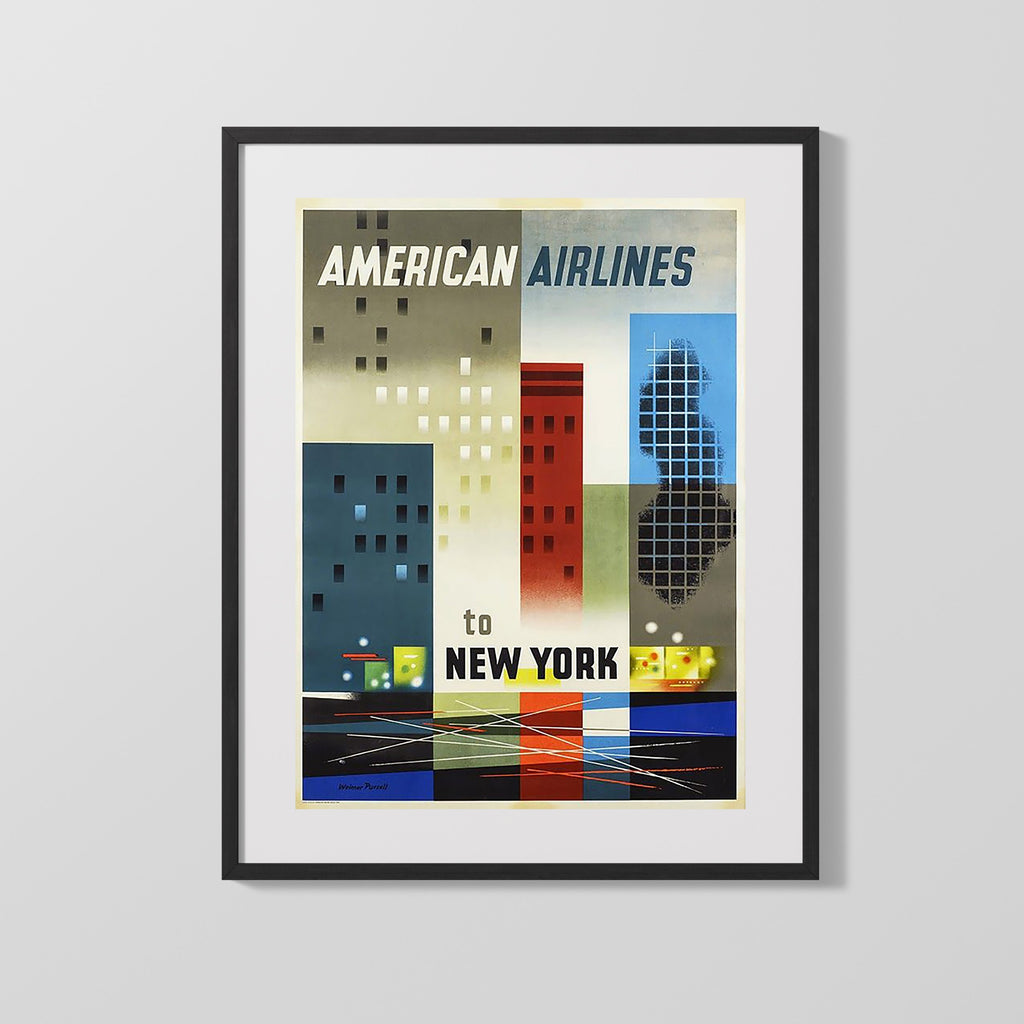 Classic Travel Poster - New York - AerLingus Travel Vintage Framed Prints Gallery Frame 16x20