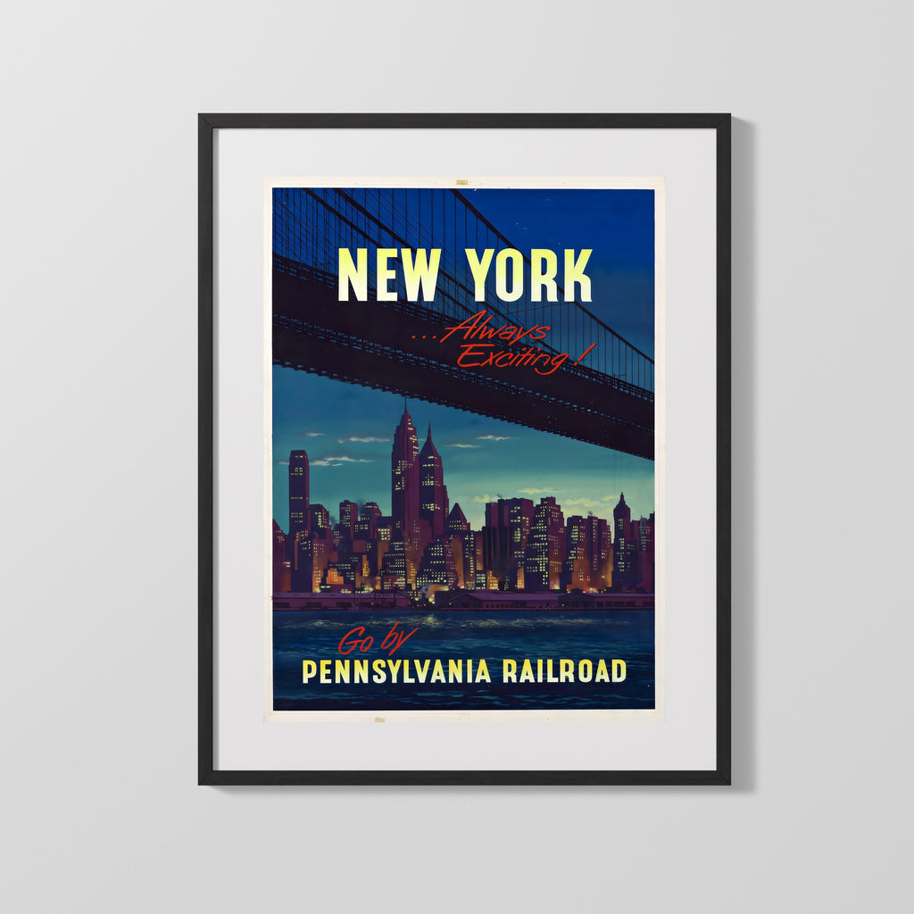 Classic Travel Poster - New York - Greyhound Travel Vintage Framed Prints Gallery Frame 16x20