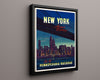Classic Travel Poster - New York - Greyhound Travel Vintage Framed Prints Floating Canvas 16x20