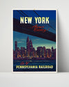 Classic Travel Poster - New York - Greyhound Travel Vintage Framed Prints Poster 16x20