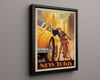 Classic Travel Poster - New York - Statue of Liberty Travel Vintage Framed Prints Floating Canvas 16x20