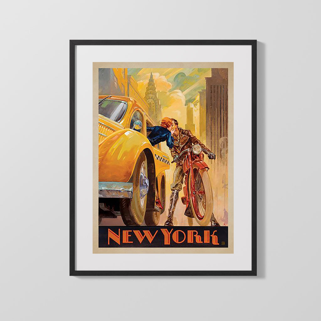 Classic Travel Poster - New York - Statue of Liberty Travel Vintage Framed Prints Gallery Frame 16x20