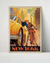 Classic Travel Poster - New York - Statue of Liberty Travel Vintage Framed Prints Poster 16x20