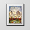 Classic Travel Poster - New York - Taxi and Motorcycle Kiss Travel Vintage Framed Prints Gallery Frame 16x20