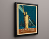Classic Travel Poster - New York - UnitedAirlines Travel Vintage Framed Prints Floating Canvas 16x20