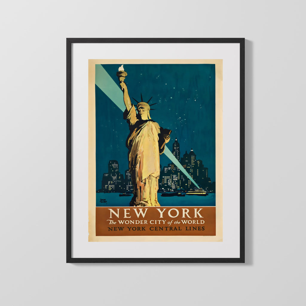 Classic Travel Poster - New York - UnitedAirlines Travel Vintage Framed Prints Gallery Frame 16x20