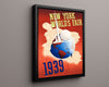 Classic Travel Poster - New York - United Airlines Travel Vintage Framed Prints Floating Canvas 16x20