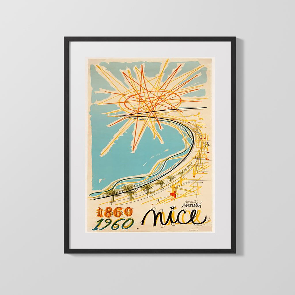 Classic Travel Poster - Nice - 100 Year Anniversary Travel Vintage Framed Prints Gallery Frame 16x20
