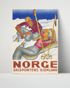 Classic Travel Poster - Norge - Ski Couple Travel Vintage Framed Prints Poster 16x20
