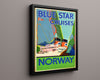 Classic Travel Poster - Norway - Blue Star Cruises Travel Vintage Framed Prints Floating Canvas 16x20