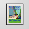 Classic Travel Poster - Norway - Blue Star Cruises Travel Vintage Framed Prints Gallery Frame 16x20