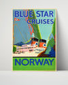 Classic Travel Poster - Norway - Blue Star Cruises Travel Vintage Framed Prints Poster 16x20