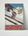 Classic Travel Poster - Norway - Home of Skiing Travel Vintage Framed Prints Poster 16x20