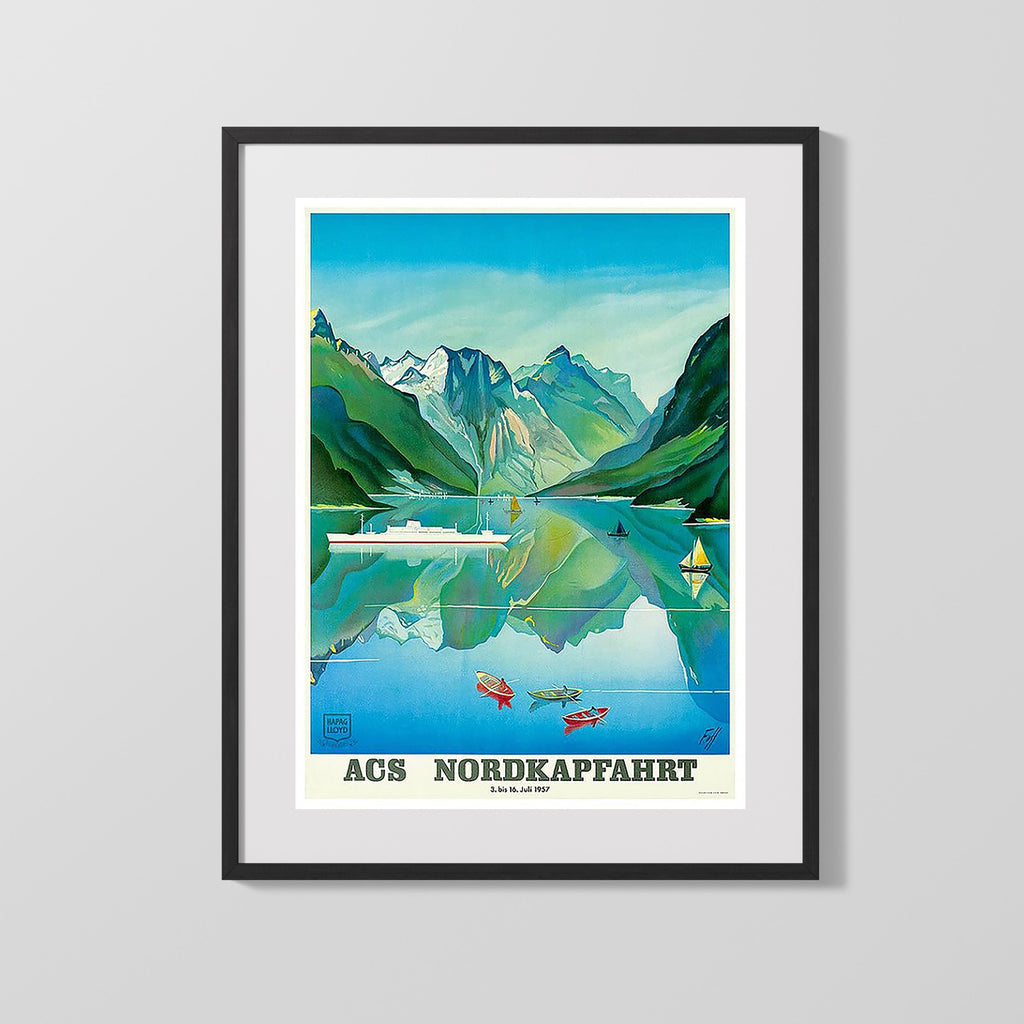 Classic Travel Poster - Norway - Nordkapp Cruise Poster Travel Vintage Framed Prints Gallery Frame 16x20