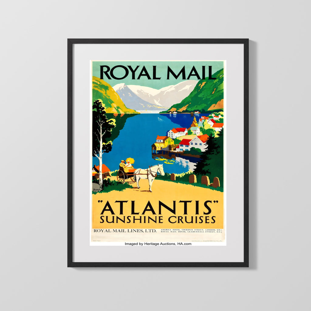 Classic Travel Poster - Norway - Royal Mail Atlantis Cruises Travel Vintage Framed Prints Gallery Frame 16x20
