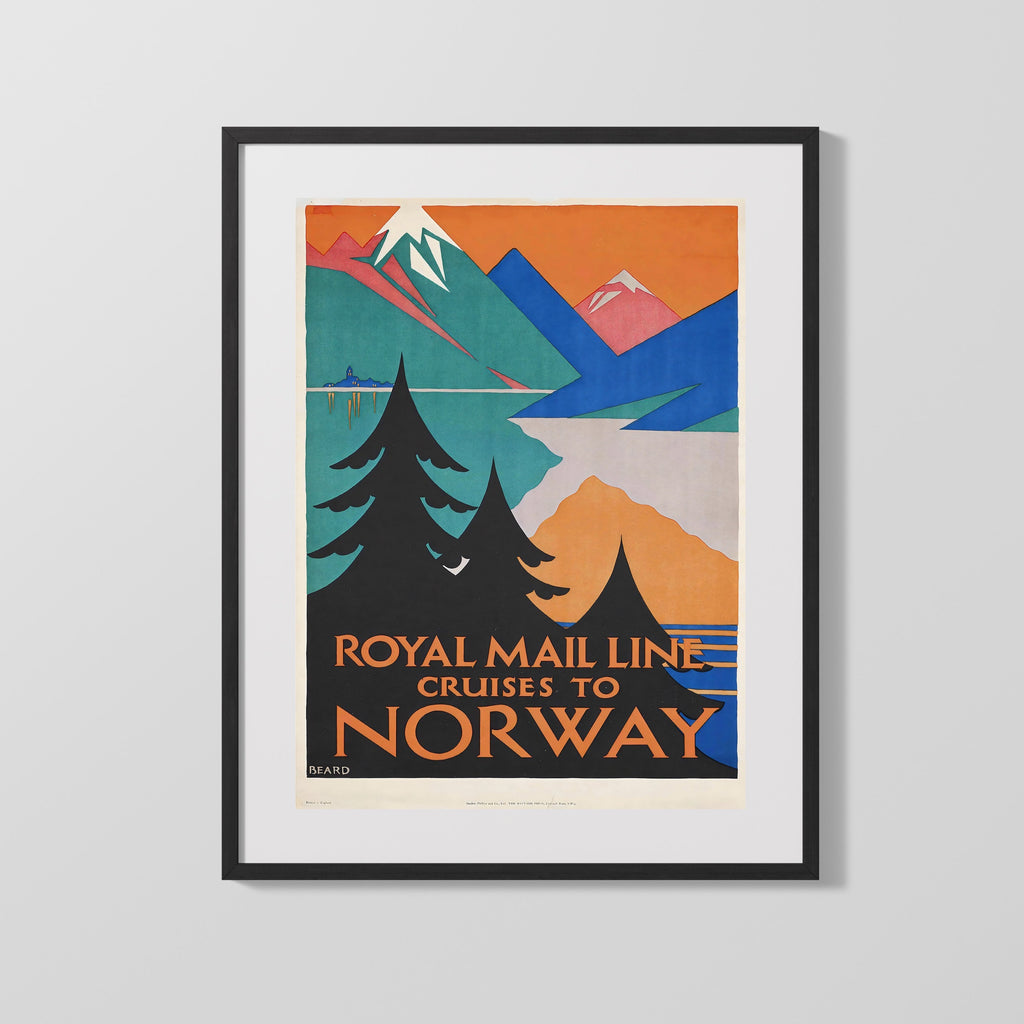 Classic Travel Poster - Norway - Royal Mail Line Travel Vintage Framed Prints Gallery Frame 16x20