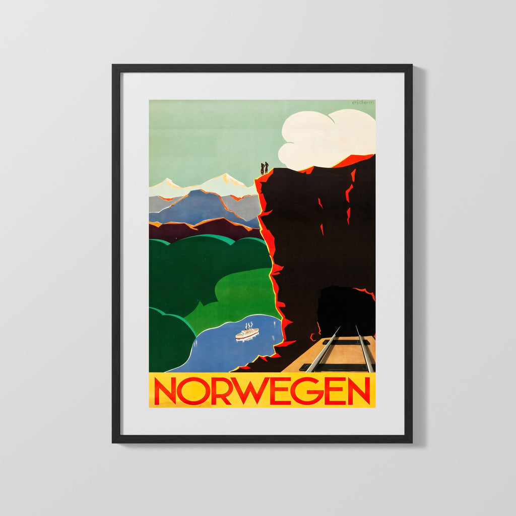Classic Travel Poster - Norway - Scenic Railway Travel Vintage Framed Prints Gallery Frame 16x20