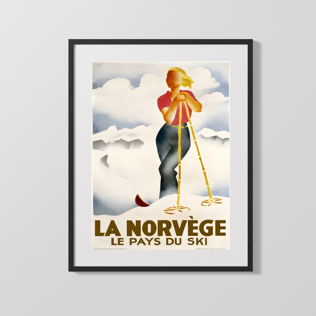 Classic Travel Poster - Norway - Ski Country Travel Vintage Framed Prints Gallery Frame 16x20
