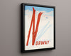 Classic Travel Poster - Norway - Ski Slopes Travel Vintage Framed Prints Floating Canvas 16x20