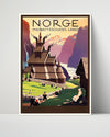 Classic Travel Poster - Norway - Stave Church Travel Vintage Framed Prints Poster 16x20