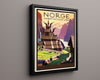 Classic Travel Poster - Norway - Stave Church Travel Vintage Framed Prints Floating Canvas 16x20
