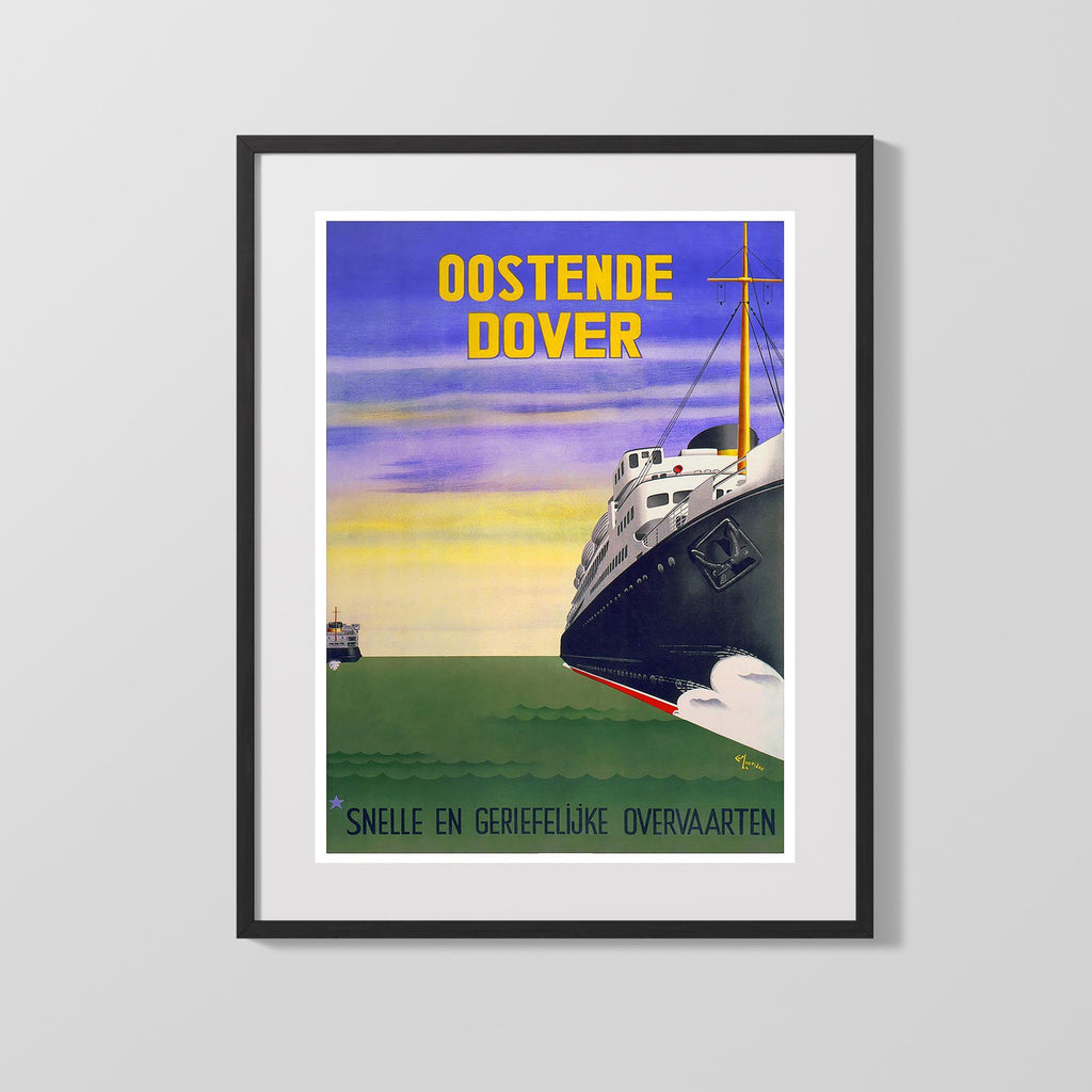 Classic Travel Poster - Oostende - DoverFerry Travel Vintage Framed Prints Gallery Frame 16x20