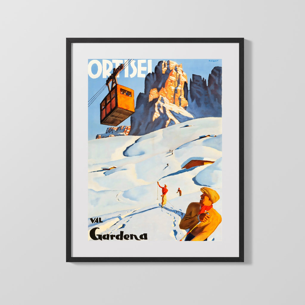 Classic Travel Poster - Ortisei - Val Gardena Travel Vintage Framed Prints Gallery Frame 16x20