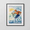 Classic Travel Poster - Oslo - Winter Ski Norway Travel Vintage Framed Prints Gallery Frame 16x20