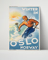 Classic Travel Poster - Oslo - Winter Ski Norway Travel Vintage Framed Prints Poster 16x20
