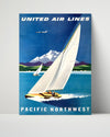 Classic Travel Poster - Pacific Northwest - United Air Lines Travel Vintage Framed Prints Poster 16x20