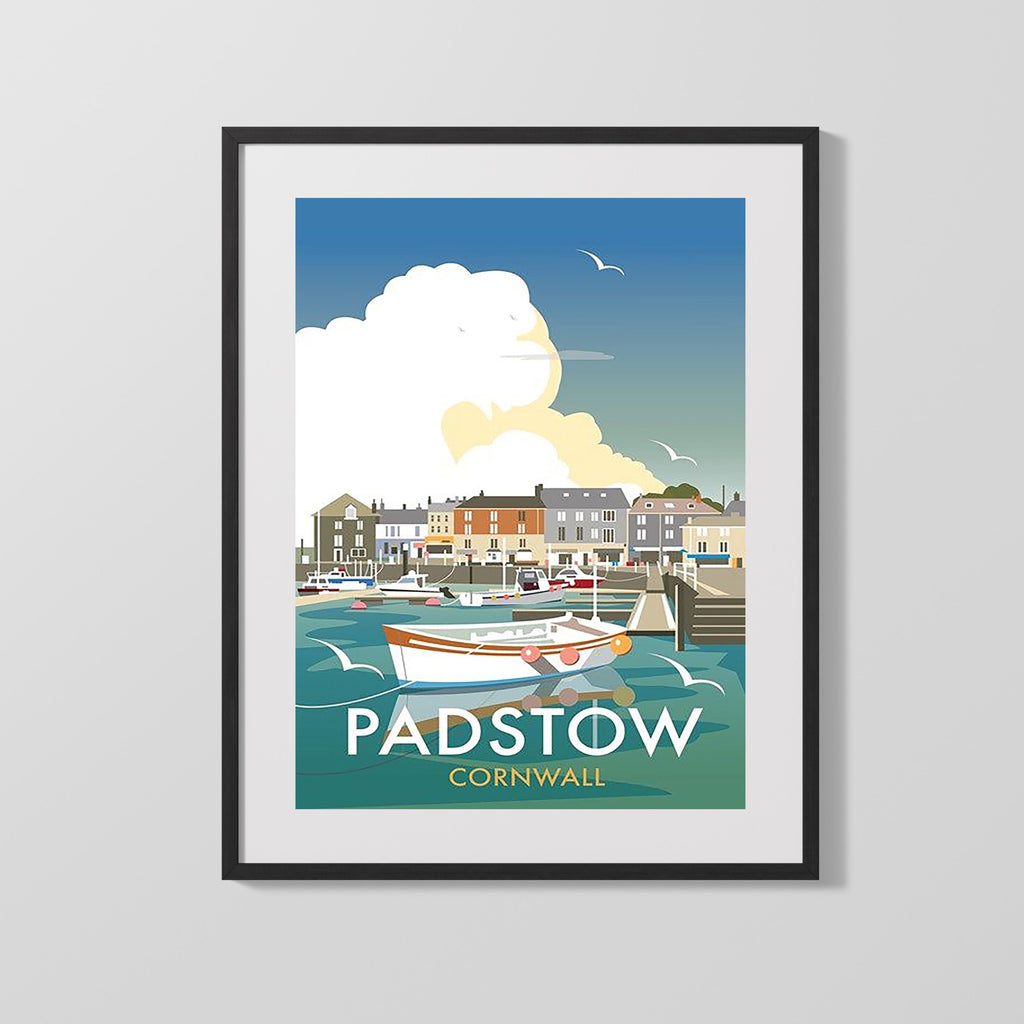 Classic Travel Poster - Padstow - Harbour Cornwall Travel Vintage Framed Prints Gallery Frame 16x20