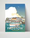 Classic Travel Poster - Padstow - Harbour Cornwall Travel Vintage Framed Prints Poster 16x20