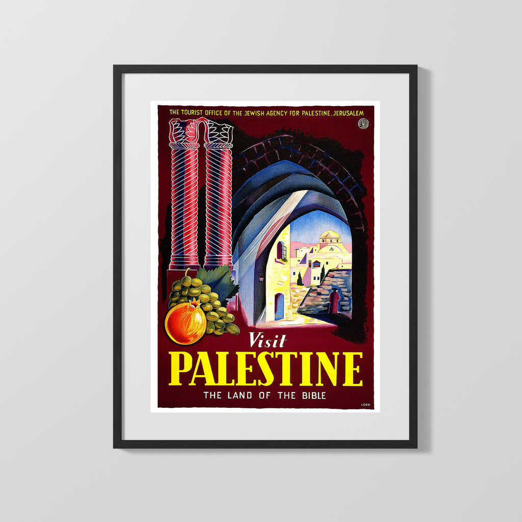 Classic Travel Poster - Palestine - Ancient Beauty Travel Vintage Framed Prints Gallery Frame 16x20