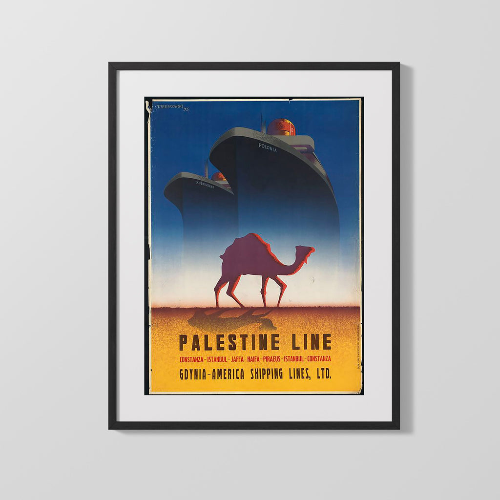Classic Travel Poster - Palestine - Shipping Line Travel Vintage Framed Prints Gallery Frame 16x20