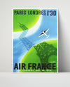 Classic Travel Poster - Paris Air France Travel Vintage Framed Prints Poster 16x20