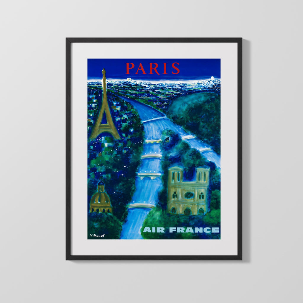 Classic Travel Poster - Paris - Air France (2) Travel Vintage Framed Prints Gallery Frame 16x20
