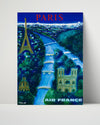 Classic Travel Poster - Paris - Air France (2) Travel Vintage Framed Prints Poster 16x20