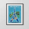 Classic Travel Poster - Paris - Air France Travel Vintage Framed Prints Gallery Frame 16x20