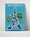 Classic Travel Poster - Paris - Air France Travel Vintage Framed Prints Poster 16x20