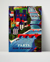 Classic Travel Poster - Paris - Air France London Route Travel Vintage Framed Prints Poster 16x20