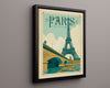 Classic Travel Poster - Paris - Arc de Triomphe Travel Vintage Framed Prints Floating Canvas 16x20