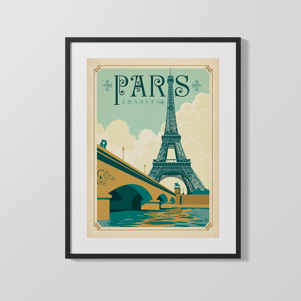 Classic Travel Poster - Paris - Arc de Triomphe Travel Vintage Framed Prints Gallery Frame 16x20