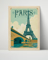 Classic Travel Poster - Paris - Arc de Triomphe Travel Vintage Framed Prints Poster 16x20