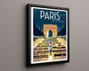 Classic Travel Poster - Paris - Arc de Triomphe Umbrella Travel Vintage Framed Prints Floating Canvas 16x20