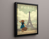 Classic Travel Poster - Paris - Champs Elysees Travel Vintage Framed Prints Floating Canvas 16x20